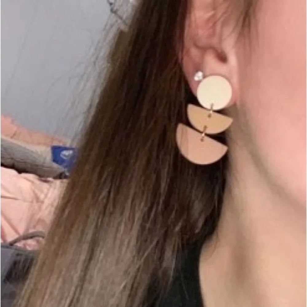 Brown Geometric Drop Earrings